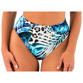 Fantasie Kabini Oasis bikinislip met hoge taille, kleur aqua blauw print jungle blad