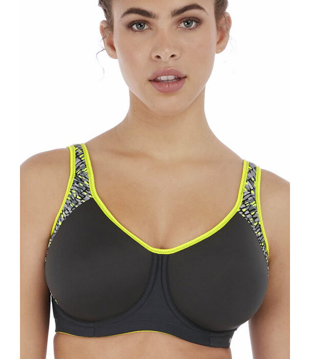 Freya Freya Sonic sport Bh met beugel & licht gewicht spacercups kleurgrijs bies limegroen of limegroen bies grijs