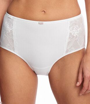 Susa Porto lichtgewicht microfaser tailleslip, wit of sand met ingeweven structuur printje voorzijde, maten 38 t/m 52