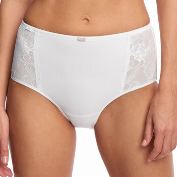 Susa Porto lichtgewicht microfaser tailleslip, wit of sand met ingeweven structuur printje voorzijde, maten 38 t/m 52