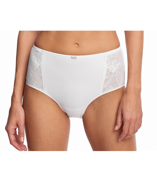 Susa Porto lichtgewicht microfaser tailleslip, wit of sand met ingeweven structuur printje voorzijde, maten 38 t/m 52