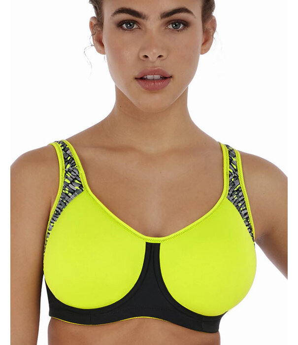 Freya Freya Sonic sport Bh met beugel & licht gewicht spacercups kleurgrijs bies limegroen of limegroen bies grijs