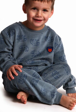 Lunatex Outfitter Dani velours jongenspyjama mt 104 , kleur licht  grijs met print beertjes