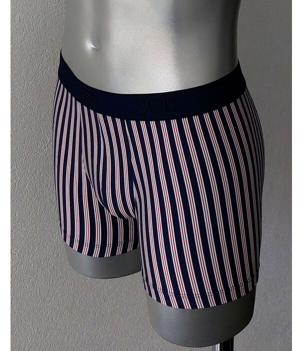 Avet Sai boxershort marineblauw met rode & witte streepprint in katoenen/microfaser stof de mt M t/m XL