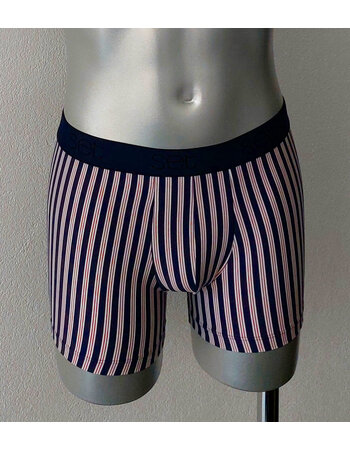 Sai boxershort marineblauw met rode & witte streepprint in katoenen/microfaser stof de mt M t/m XL