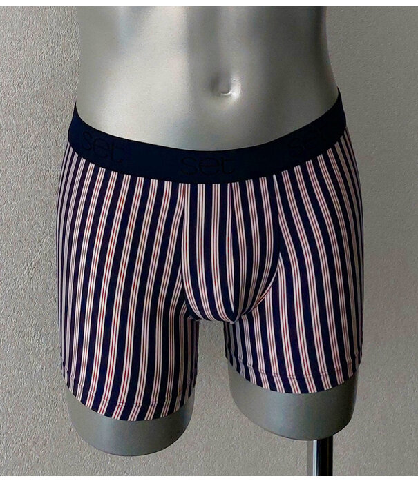 Avet Sai boxershort marineblauw met rode & witte streepprint in katoenen/microfaser stof de mt M t/m XL