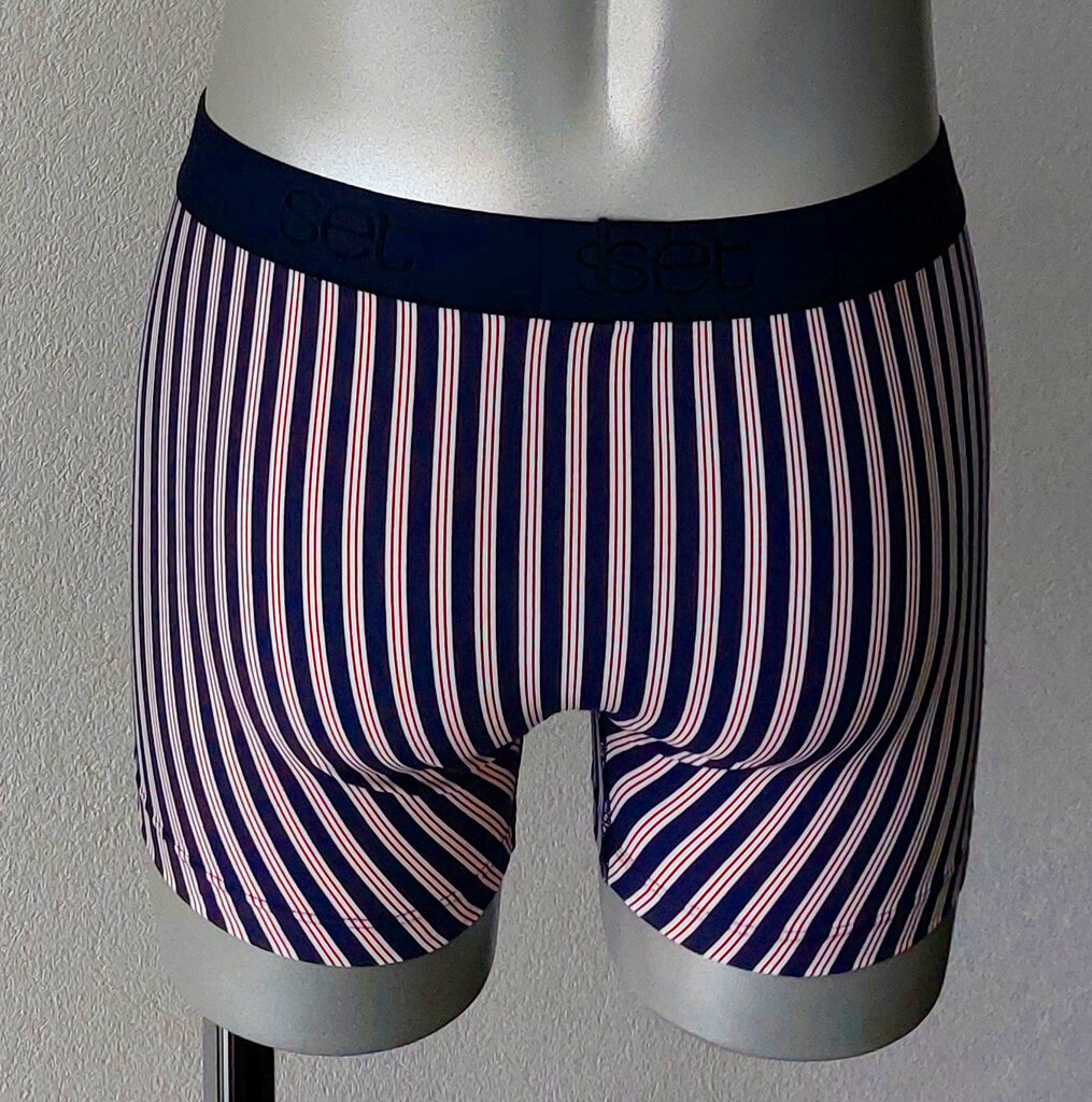 Avet-Set  Sai boxershort marineblauw met rode & witte streepprint in katoenen/microfaser stof de mt M t/m XL