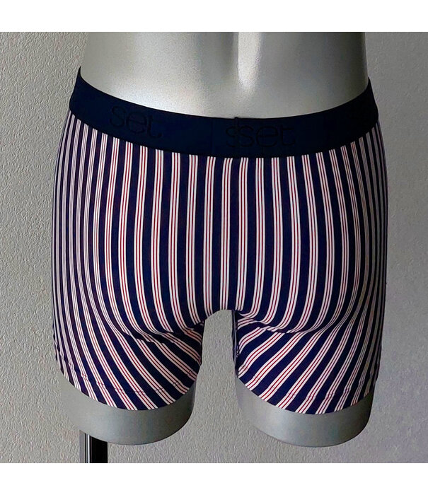Avet Sai boxershort marineblauw met rode & witte streepprint in katoenen/microfaser stof de mt M t/m XL