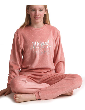 Outfitter Velours Meisjes Pyjama – Roze