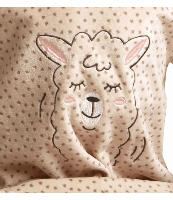 Lunatex Outfitter Velours Meisjes Pyjama – Ecru Lama Pyjama