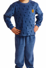 Lunatex Outfitter Lark Velours Jongens Peuterpyjama – Navy met Berenprint