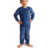 Outfitter Peuter Pyjama Outfitter Lark – Navy Velours Jongens Pyjama met Grizzlybeertjes‑print (Maat 104)