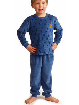 Lunatex Outfitter Lark Velours Jongens Peuterpyjama – Navy met Berenprint