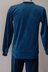 Lunatex Outfitter Mylo velours jongenspyjama kleur blauw gestreept maten 152 t/m 164