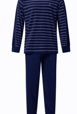 Lunatex Gentlemen Jayvano badstof heren pyjama marineblauw gestreept maat 3XL