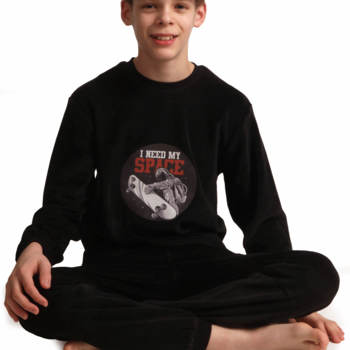 Velours Levin jongenspyjama zwart met skateboarder – 152‑164