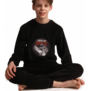 Lunatex Outfitter Levin velours jongenspyjama zwart met skateboarder‑print – maten 152‑164