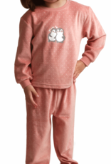 Lunatex Outfitter Velours Peuter Pyjama – Roze Meisjes Pyjama met Pinguïns – €5 korting vanaf €39,95 of €15 vanaf €99,95