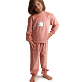 Outfitter Velours Peuter Pyjama – Roze Meisjes Pyjama met Pinguïns