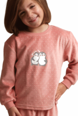 Lunatex  Outfitter Cilou velours meisjes peuter pyjama, kleur roze met stip wit, mt 98 t/m 116