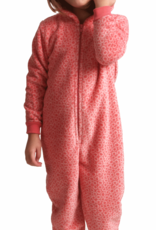 Lunatex Cocodream Cezanne coral fleece onesie kleur roze met fantasieprint kleur ivoor