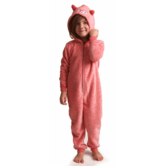 Cezanne coral fleece kinder onesie in roze met oortjes en fantasieprint (Cocodream)