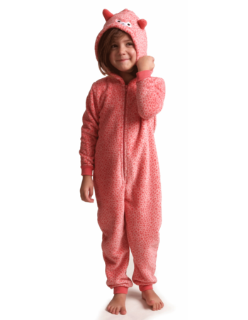 Cocodream Cezanne coral fleece onesie kleur roze met fantasieprint kleur ivoor