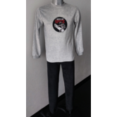 Lunatex Outfitter Levin velours jongenspyjama grijs mêlee met print – maten 140‑164