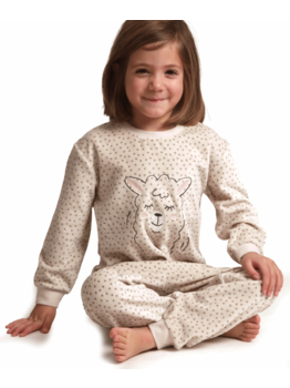 Lunatex Outfitter Velours Meisjes Pyjama – Ecru