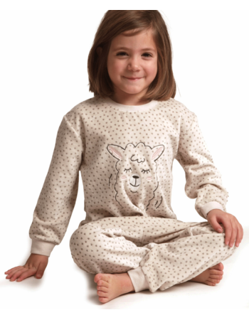 Outfitter Velours Meisjes Pyjama – Ecru