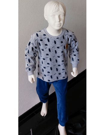 Outfitter Peuter Pyjama Lark Velours Grijs/Navy
