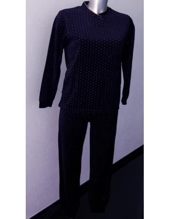 Lunatex  Feline velours meisjespyjama zwart stip goudkleur