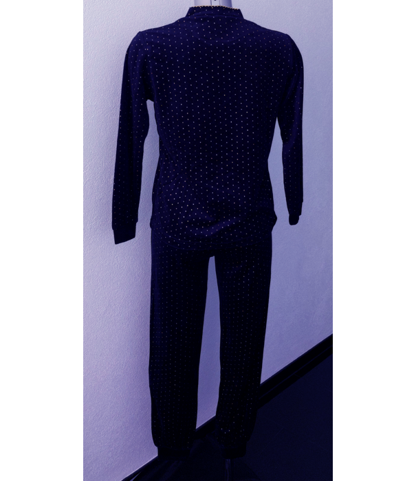 Lunatex Lunatex  Feline velours meisjespyjama zwart stip goudkleur