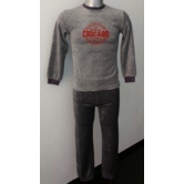 Lunatex  Chicago velours jongenspyjama kleur grijs gestreept mt 152 of blauw gestreept mt 128