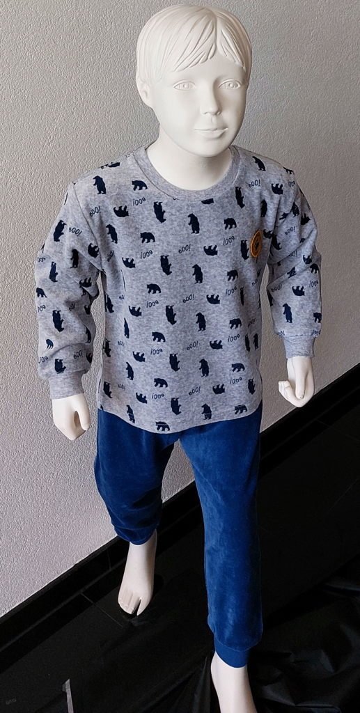 Lunatex Outfitter Lark Velours Jongens Peuterpyjama – Navy met Berenprint