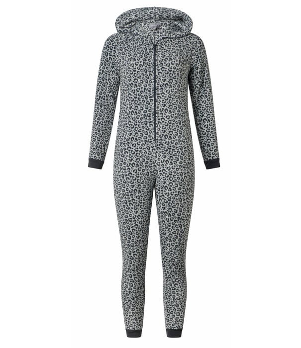 Lunatex Catalina coral fleece meisjes onesie in grijs animal print (Cocodream)