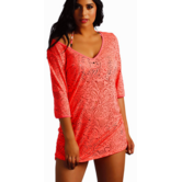 Sapph Bonaire tuniek in zachte bi‑stretch stof – kleur grapefruit (lichte koraal)