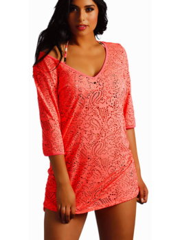 Sapph Bonaire tuniek in flashy  kleur grapefruit