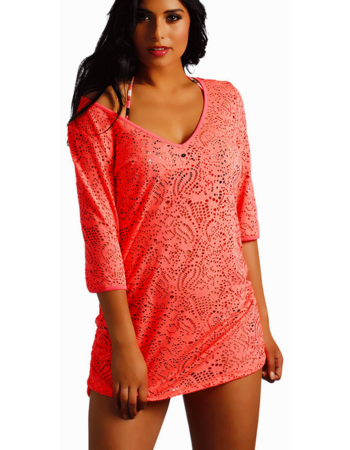Sapph Bonaire tuniek in flashy  kleur grapefruit