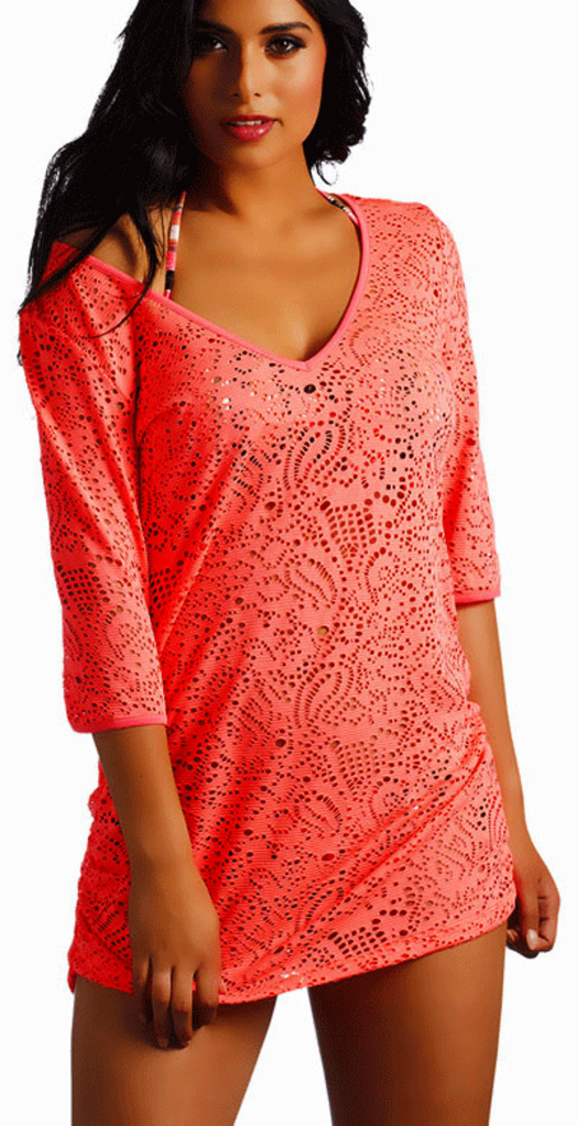 Sapph Bonaire tuniek in flashy kleur grapefruit