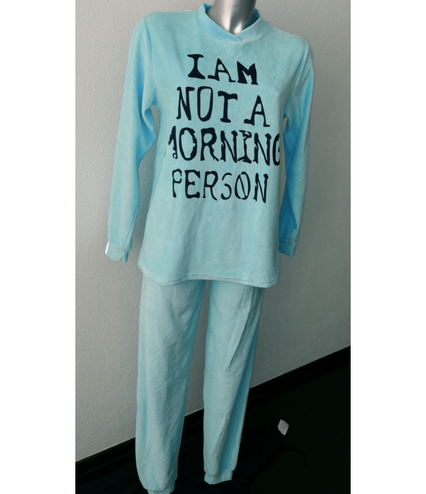 Lunatex Lunatex Amanda velours meisjespyjama kleur light blue  mt 152 tm 188