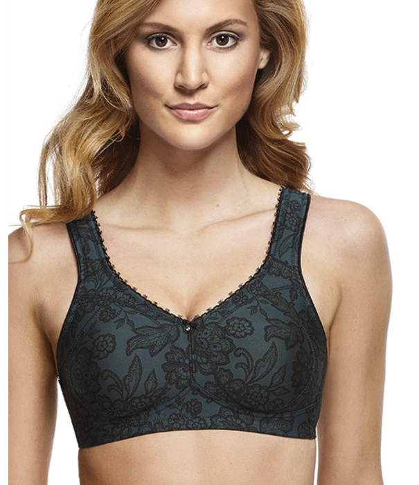 Susa  Carlton zeer stevige Bh zonder beugel kleur groen met zwart gecombineerd