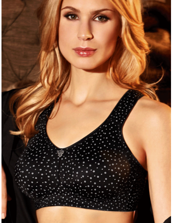 Susa Toulon stevige Bh zonder beugel kleur zwart met print wit