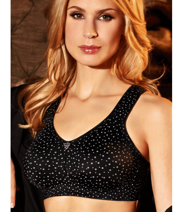 Susa Toulon stevige Bh zonder beugel kleur zwart met print wit