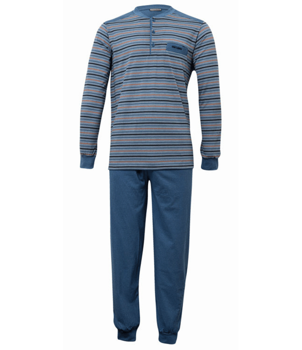 Lunatex Lunatex Gentlemen Marvin katoenen single jersey herenpyjama met knoopsluiting