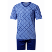 Brayden katoenen heren shortama kleur licht blauw gecombineerd met indigo blauw mt M t/m 3XL