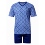 Brayden katoenen heren shortama kleur licht blauw gecombineerd met indigo blauw mt M t/m 3XL