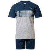 Daylano katoenen heren shortama kleur petrol blauw met grijs gecombineerd mt M t/m XXL