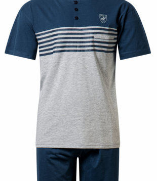 Daylano katoenen heren shortama kleur petrol blauw met grijs gecombineerd mt M t/m XXL