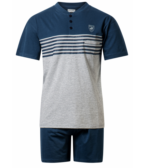 Lunatex  Daylano katoenen heren shortama kleur petrol blauw met grijs gecombineerd mt M t/m XXL